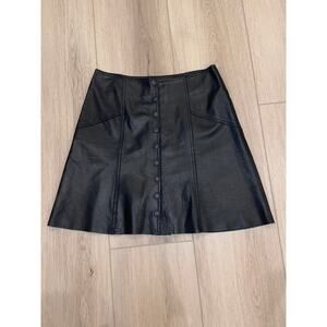 Fifteen Twenty Real Leather A-Line Snap Front Mini Skirt Size 6
